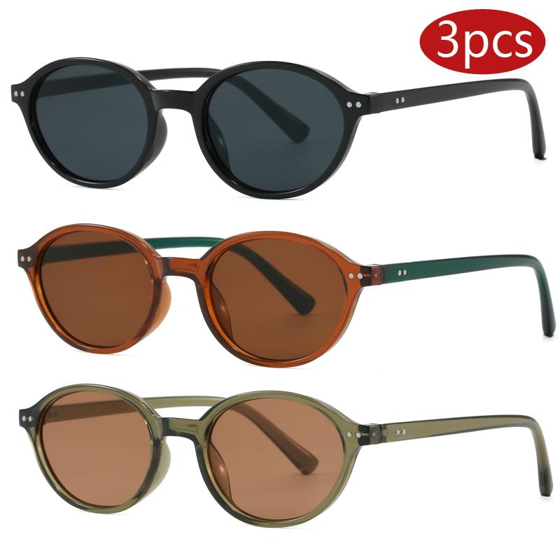 Car Sun Glasses 3pcs Women Retro Small Oval Frame Sunglasses New Classic Style Glasses Outdoor Casual Fashion UV400 Eyeglasses