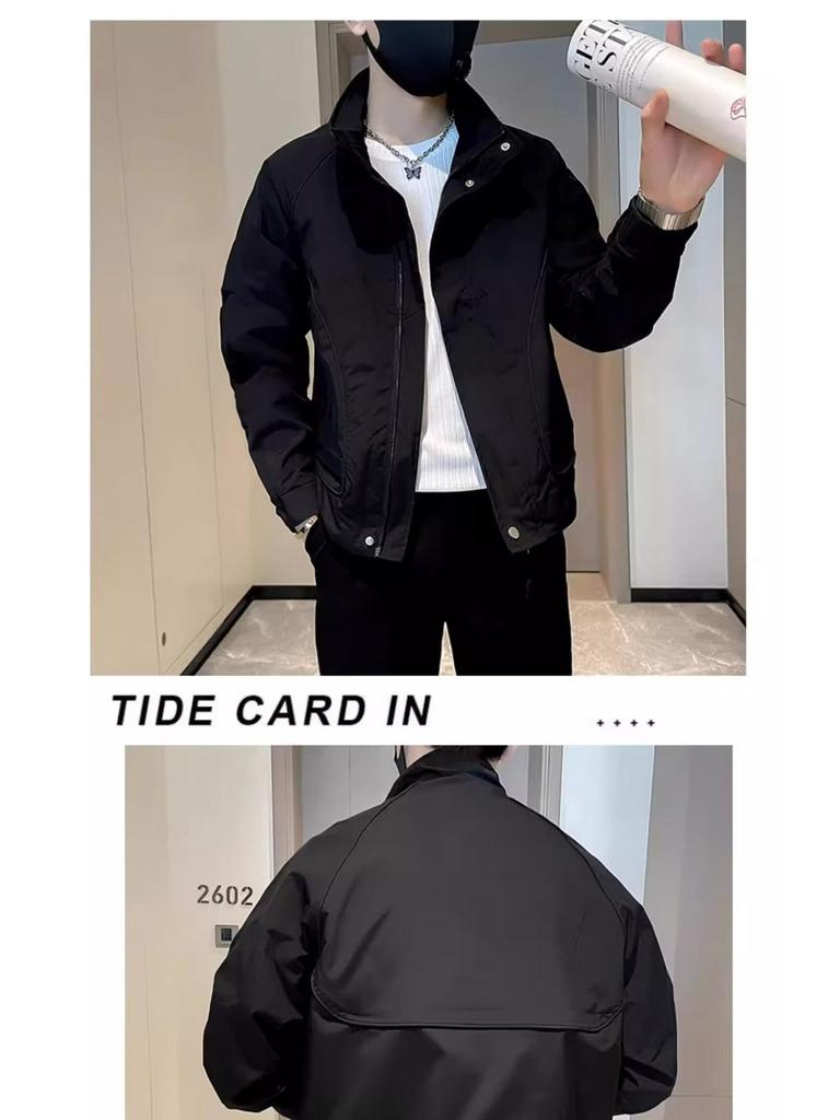 Men's Trendy Stand Collar Workwear Jacket - Cool & Casual Spring/Autumn Outerwear
