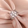 Dreamtimes Bohemian Hollow Flower Ring Stainless Steel Rhinestone Flower Ring Wedding Band Ring Exquisite Jewelry for Women