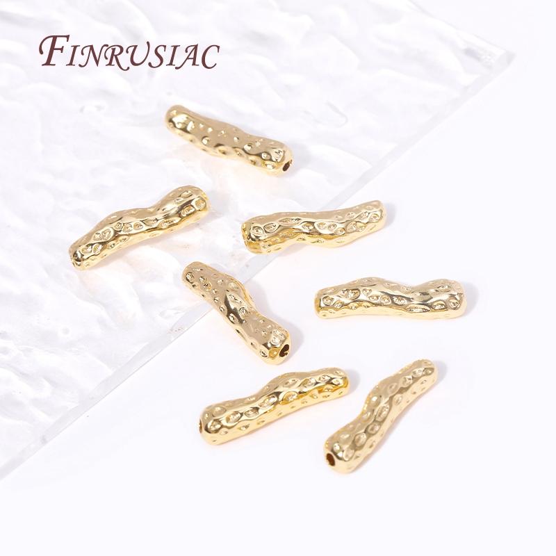 18K Gold Plated Brass Hollow Tube Bead Spacer Beads Supplies For Needlework Natural Stones Jewelry Making DIY Beadwork Accessory