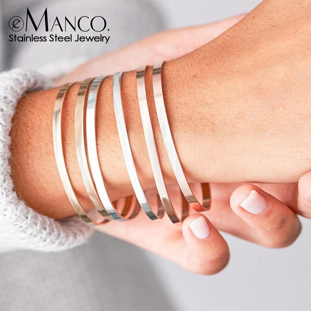Emanco Bracelet Modern Minimalist Stainless Steel Fashion Bracelet Daily Commuting Jewelry Women's Geometric Open Bracelet
