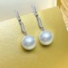 Huitan Elegant Imitation Pearl Women Drop Earrings Inlaid Sparkling CZ Party Charming Accessories Trendy Jewelry for WeddingGood product