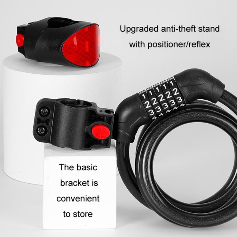 

1.1m Steel Wire 5 Digit Password Key Lock MTB Bike Scooter Anti-theft Bicycle Lock,Upgraded Location Type Type A