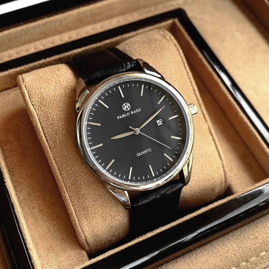 PABLO RAEZ Men's Black Waterproof Quartz Watch with Date