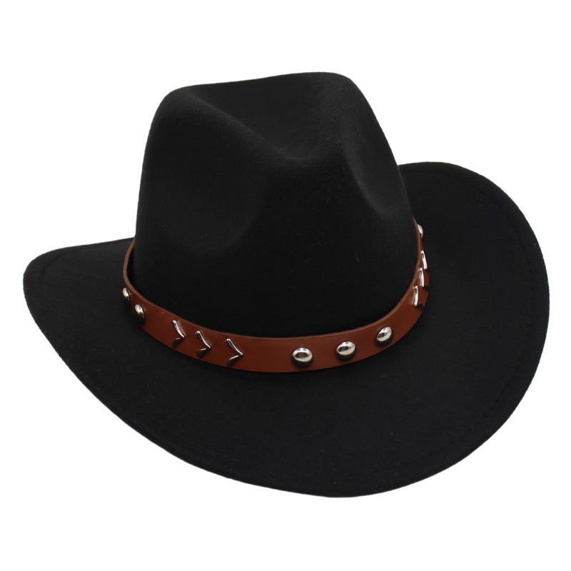 Rivet Tibetan Top Hat Belt Western Cowboy Hat Jazz Hat Guozhuang Dance Felt Hat Mongolian Sun Hat Wholesale For Men And Women