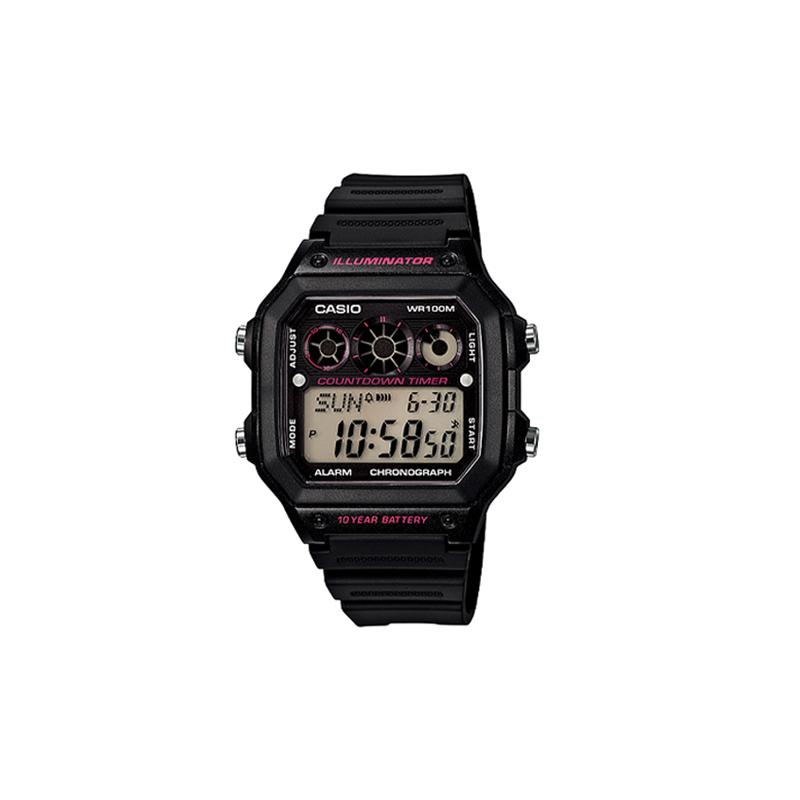 

Casio YOUTH series-square dial digital display, fashion trend classic retro square ten-year power waterproof and shockproof sports watch AE-1300WH-1A2 чёрный