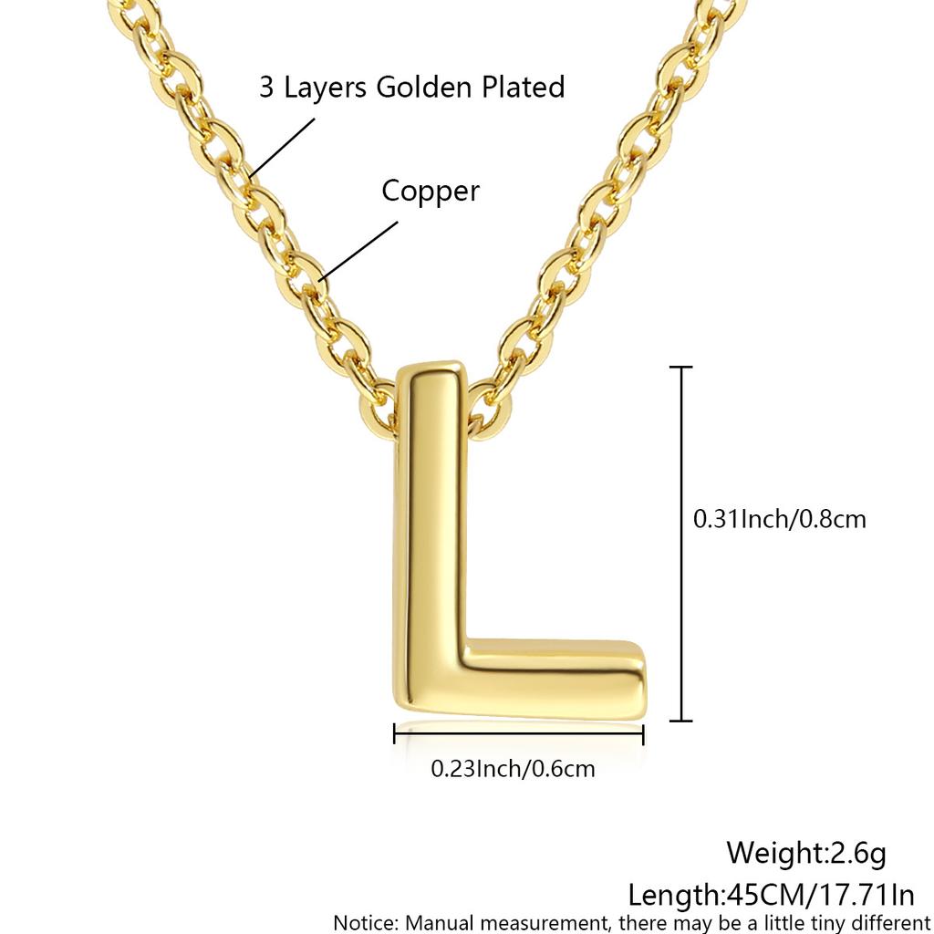 26 Large Capital English Letter Necklace Polished Smooth Hole-Punched Pendant Fine Chain Women's Item