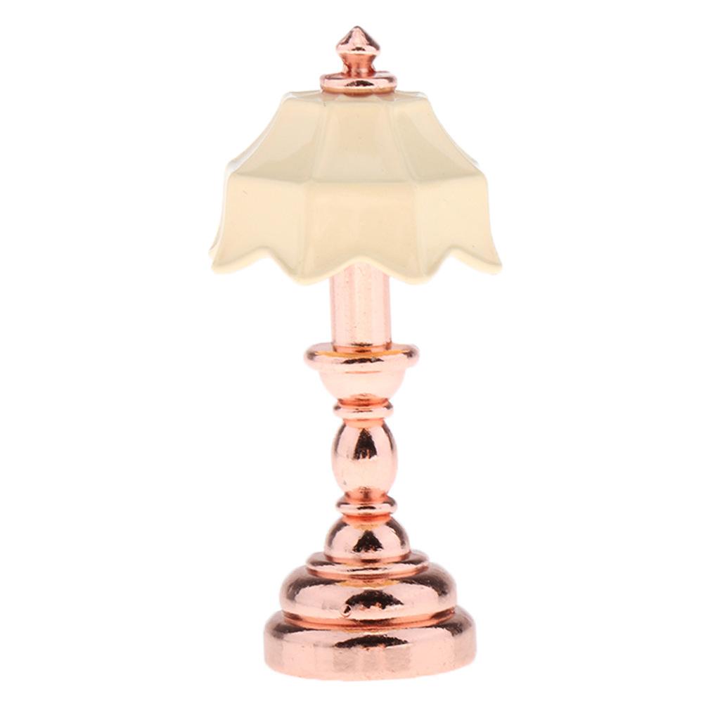 Miniature Dollhouse Table Lamp LED Desk Model Mini Light Decoration Children's Toy Dollhouse Play Accessories for Mini House Bedroom Pack of 2