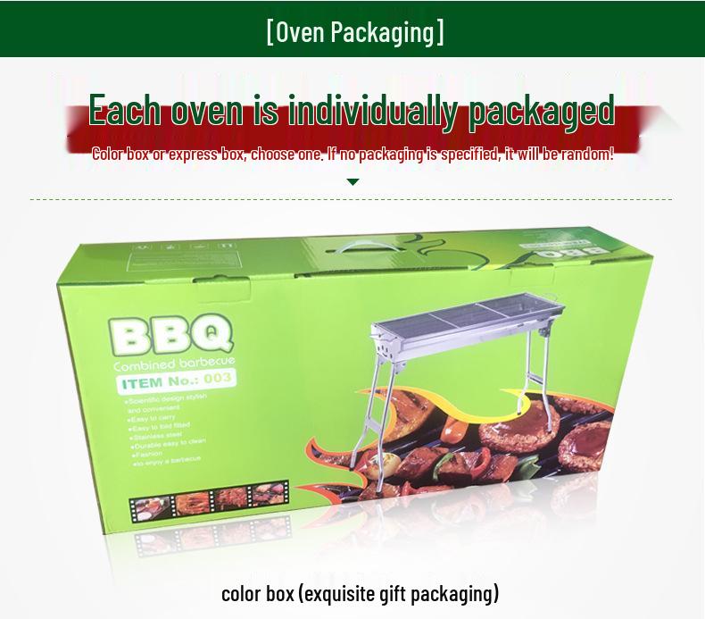 Large Stainless Steel Portable BBQ Grill: Outdoor Folding Barbecue Stove for Camping and Home.