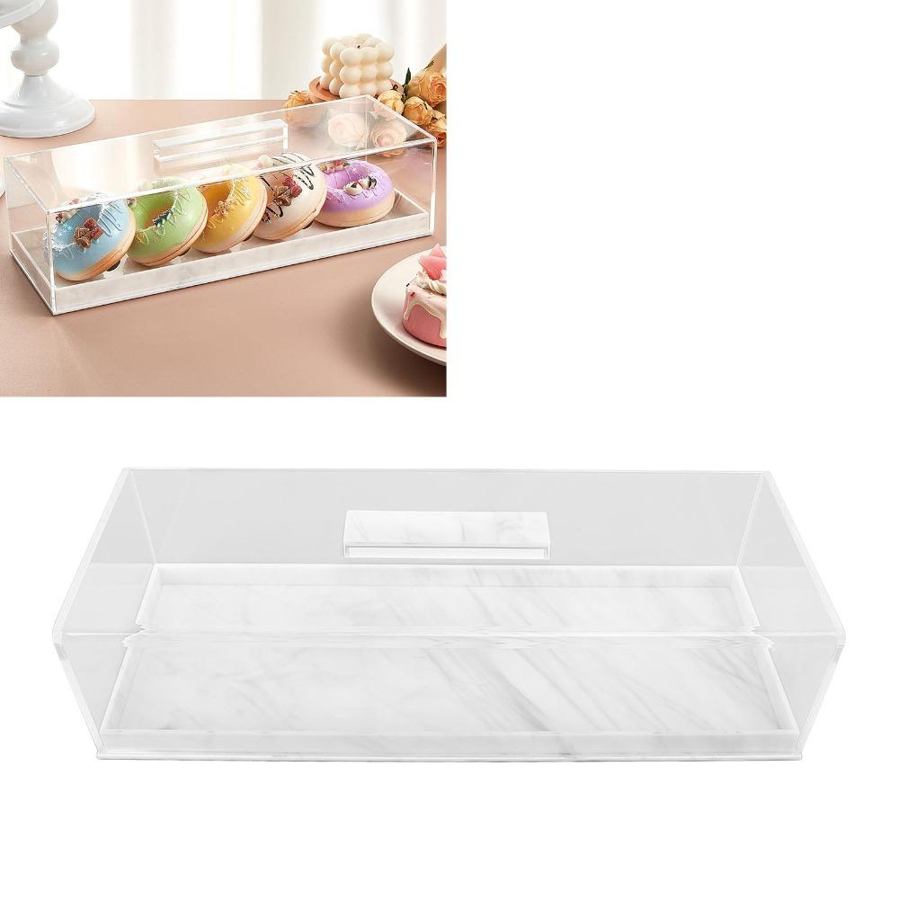 Top Handle Pastry Display Case Rectangular Dessert Holder Tray Clear Cake Platter Pastry Serving