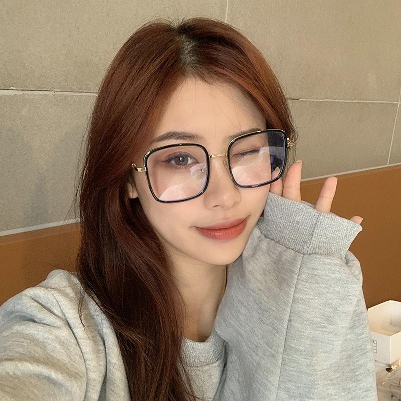 Oversized Anti-blue Light Myopia Glasses Women Large Frame Square Eyeglasses Computer Eyewear Diopter -0.5 -1.0 To -6.0