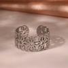Stainless Steel Rings Geometrical Hollow Irregular Flowers Open Ring Minimalist Design Sense Ring For Women Zircon Banquet Gift