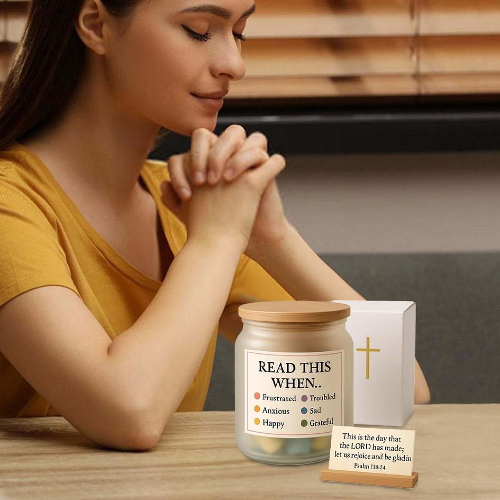 Inspirational Bible Verse Jar Hope Bible Verse Jar Inspirational Prayers Scripture Basket for Morning Men Women Birthday Home