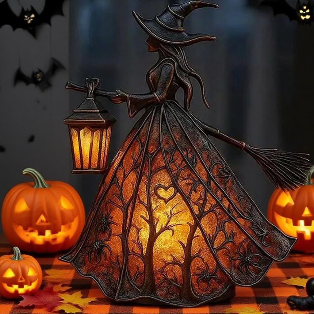 Halloween Witch Decor Table Centerpiece Sign for Home UV Resistant Halloween Witch Light Decoration for Porch Kitchen Lawn