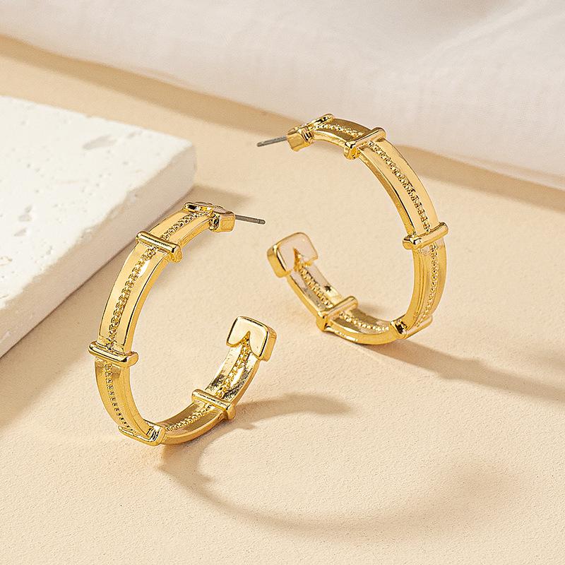 Geometric Circle Earrings: Trendy Cold-Style Ear Studs for Women with Unique Design