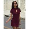 European and American Women's Clothing New Open-cut Short-sleeved Short Skirt French Spice Girl Style Hip-wrapped Nightclub Sexy and Thin Dress