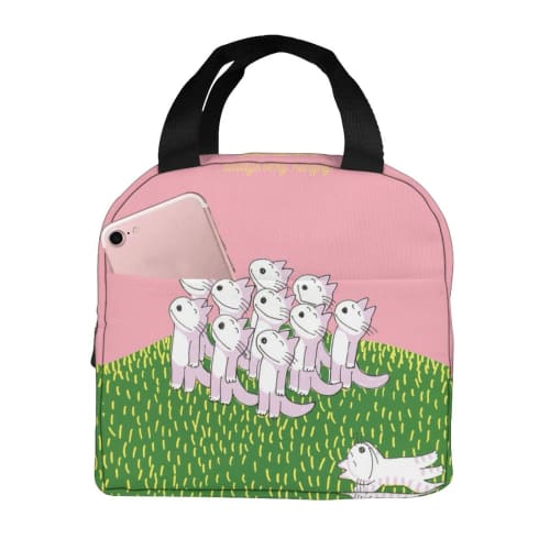 11 Cats Insulated Lunch Bag with Clasp Closure, Black, Bento Box, Insulated, Cooler Bag with Zipper, Compact, Soft Cooler Bag, Tote/Eco Bag