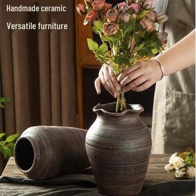 Handmade Retro Terracotta Vase for Dried or Fresh Flowers