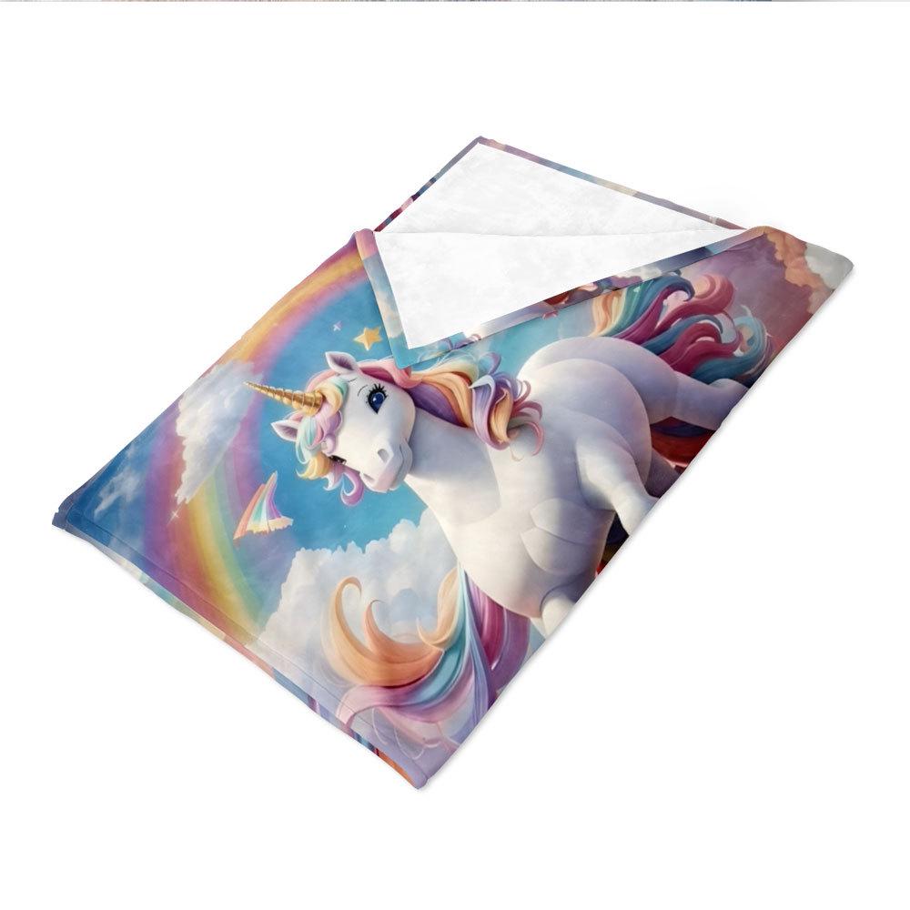 Unicorn Flannel Blanket with Custom Printing - European & American Design