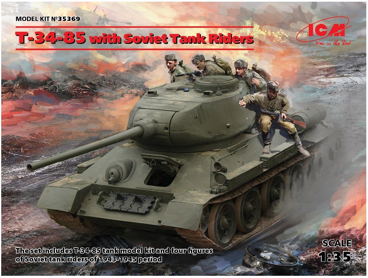 

ICM 1/35 Soviet Army T-34/85 with Tank-Mounted Infantry Plastic Model Kit 35369
