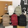 Men's Large Capacity Solid Color Backpack Women Travel Bag Junior High School Student Schoolbag