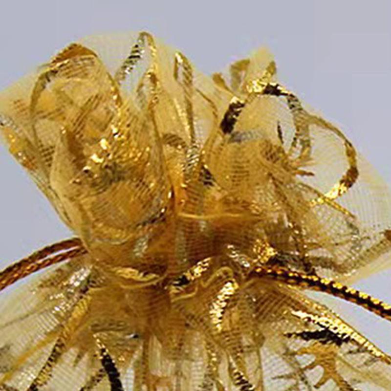 100Pcs Champagne Eyelash Organza Drawstring Pouches Jewelry Wedding Gift Bags