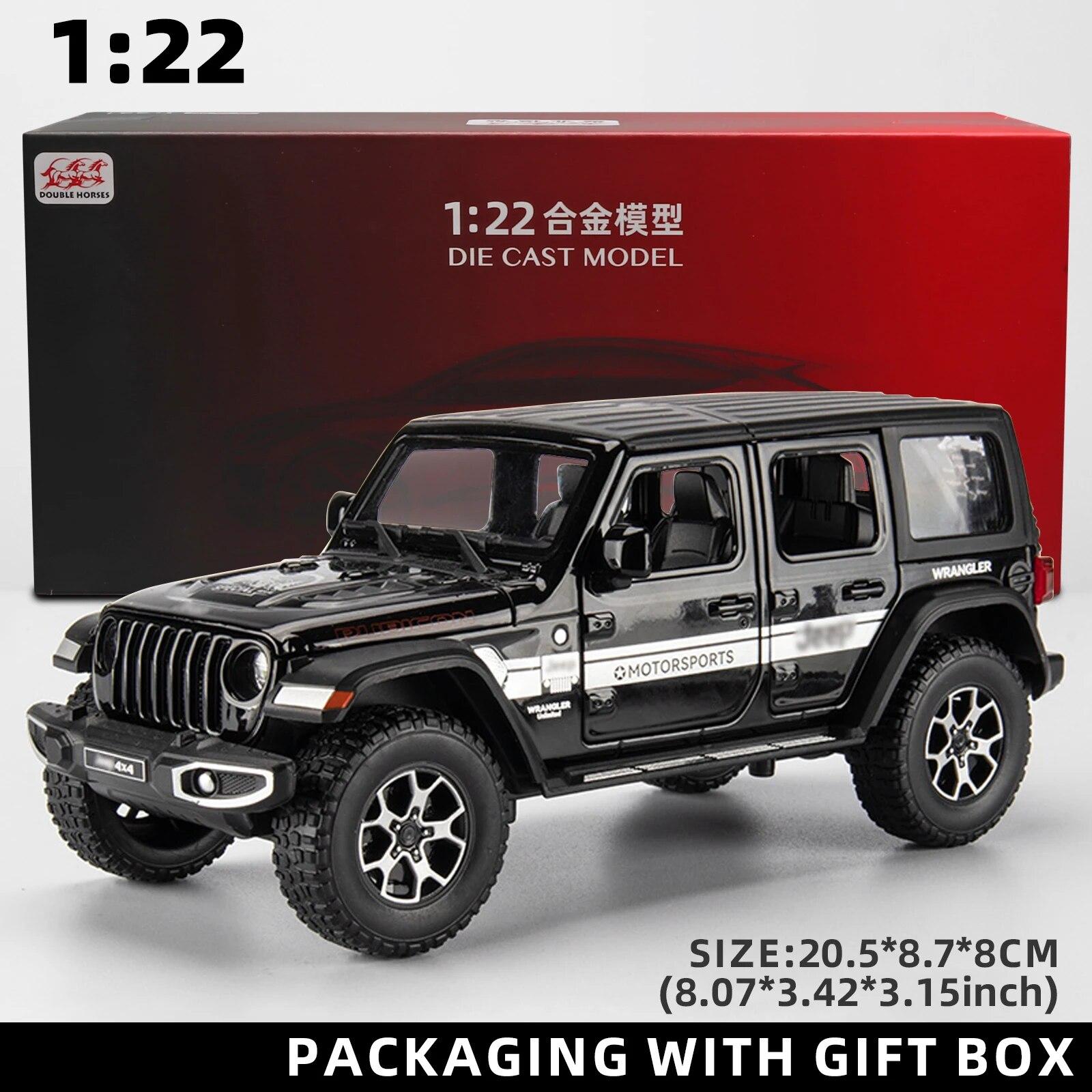 

1:Модель Wrangler 22 года, литая игрушечная машинка, масштабная модель автомобиля из металлического сплава для детей, мальчиков, девочек, взрослых, открывающиеся двери, подарки, серый