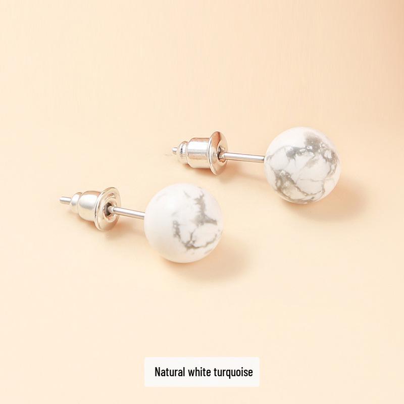 Red Agate & White Mother of Pearl Stud Earrings for Women - Simple Fashionable Jewelry