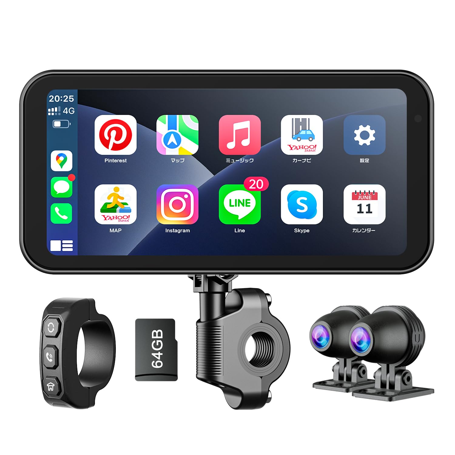 

Changer Motorcycle Dash Cam with Auto Large Smartphone Dynamic Brightness IPX7 Engine Music Earphone Mounting Technical Approval Certified Front and чёрный