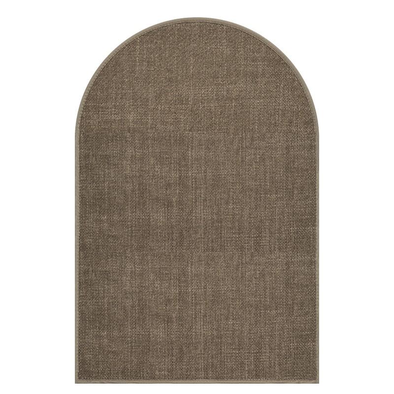 Modern Minimalist Linen-Style Woven Area Rug Home Office Chair Mat Non-Slip Quiet Arch Shape Floor
