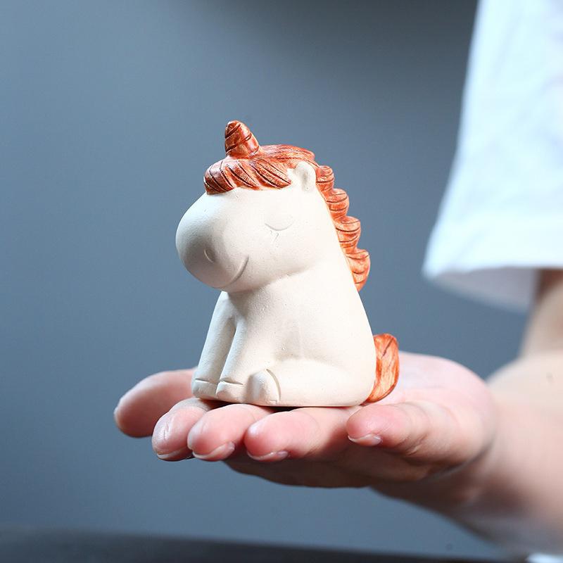 Original Mine Purple Sand Tea Toy Manufacturer Handmade Cute Unicorn Small Ornaments Tea Table Boutique Can Be Raised Section Mud Tea Pet