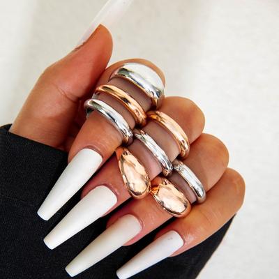Fashion Women's 8 Piece Ring Set - Ladies Ring Metal Ring Glossy Ring Metal Ring Holiday Gift