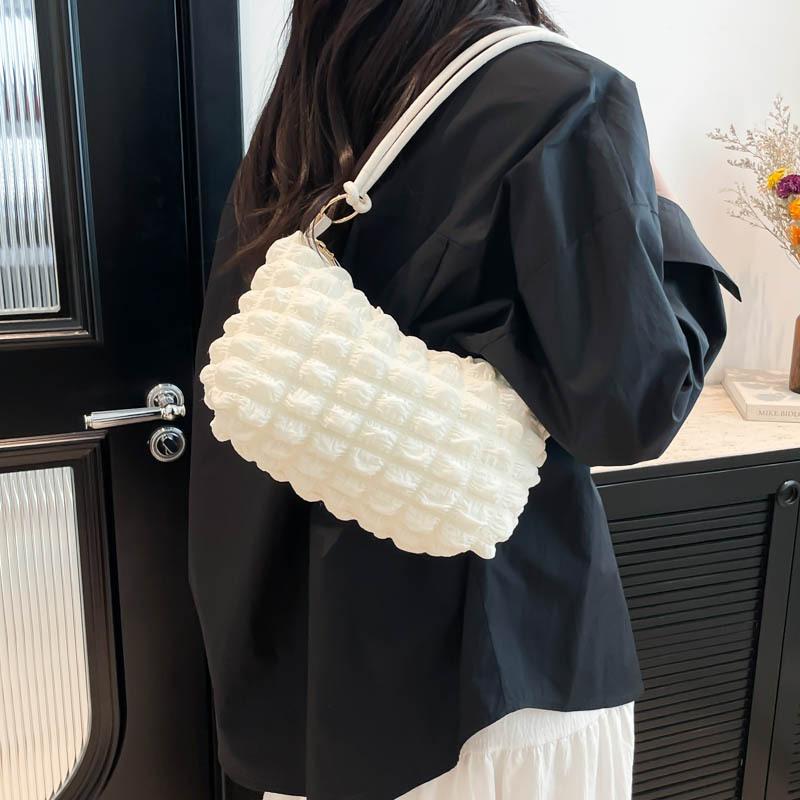 2025 New Baiqiao Cream Same Shoulder Bag Underarm Bag Women's Niche Cloud Bubble Light Luxury Texture Versatile