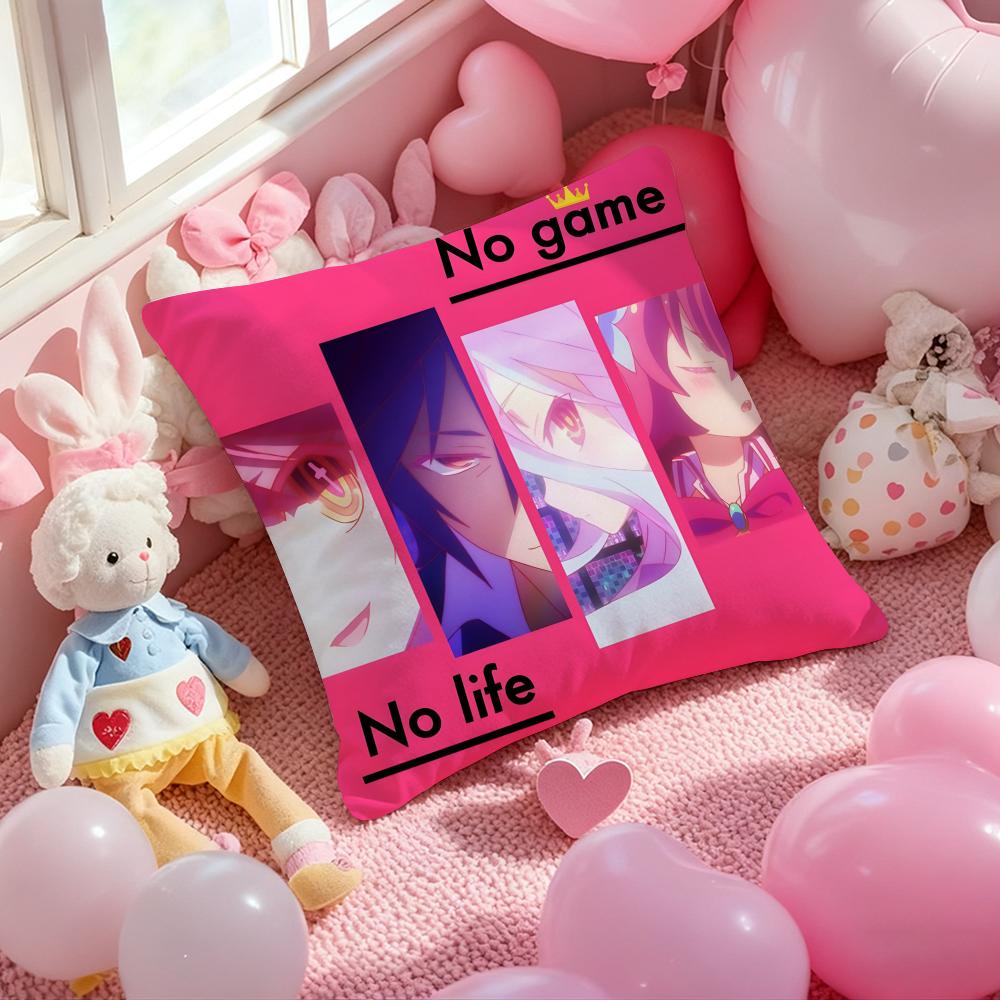 No Game No Life Anime Cushion Cover Pattern Printed Pillowcase for Living Room Sofa Cushion Cover & Bedroom Decor