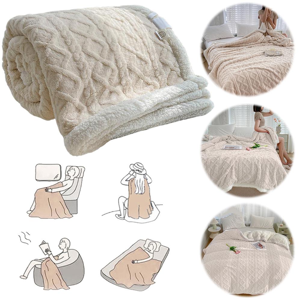 Home Thick Bed Blanket Double Layer Winter Warm Double Sided Throw Sofa Cover Cozy Flannel Throw Bedspread Super Soft Warm Quilt