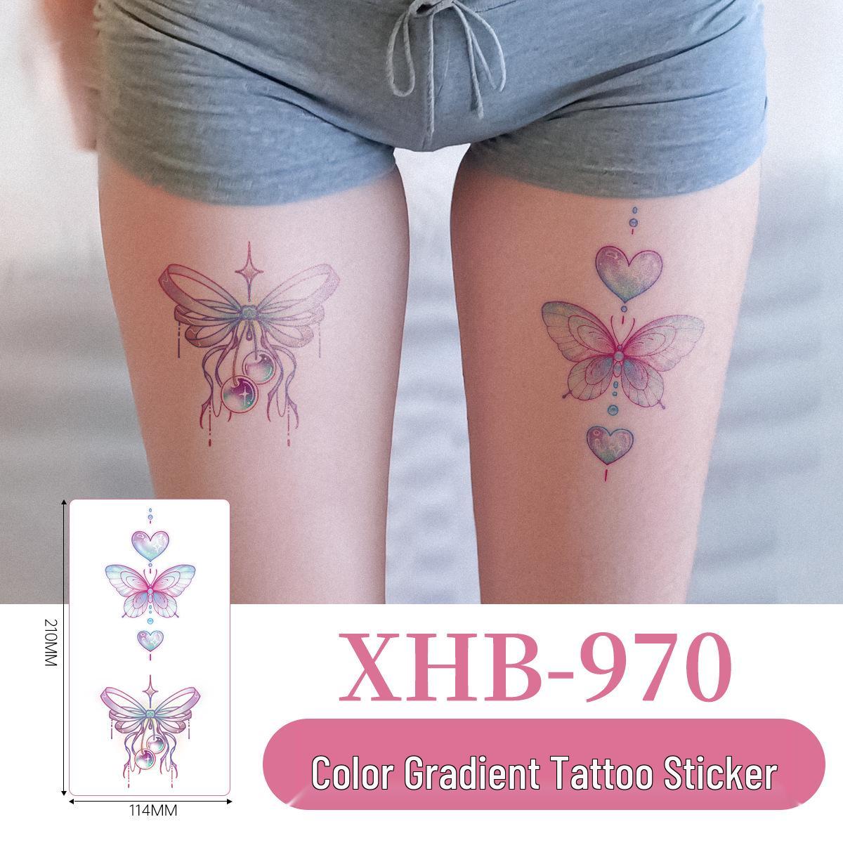 Gradient Butterfly Tattoo Sticker - Waterproof & Long-Lasting Realistic Faux Bruise Atmosphere. 210x114 mm