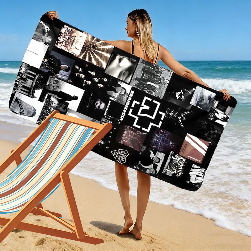 Rammstein Print Beach Towel, Large Soft Quick Dry Towel for Beach Camping Swimming