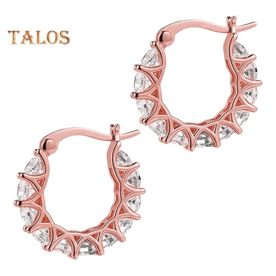 

1 пара женских сережек-обручей с кубическим цирконием, круглые, маленькие серьги-кольца, серьги-клипсы для выпускного вечера, медные круглые серьги розового золота