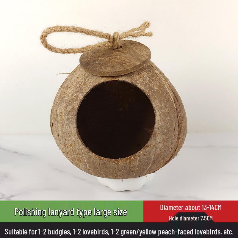 Coconut Shell Parrot & Finch Bird Nest - Natural Straw Woven Habitat for Small Birds