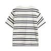 Li-Ning Casual Striped Round Neck T-Shirt Men Tops Deep-Navy-Blue Cream ATSV515-5