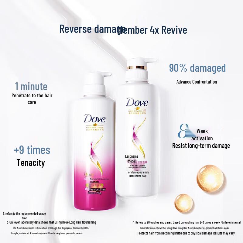 Dove Nourishing Anti-Frizz Shampoo for Long Hair, 2x700g