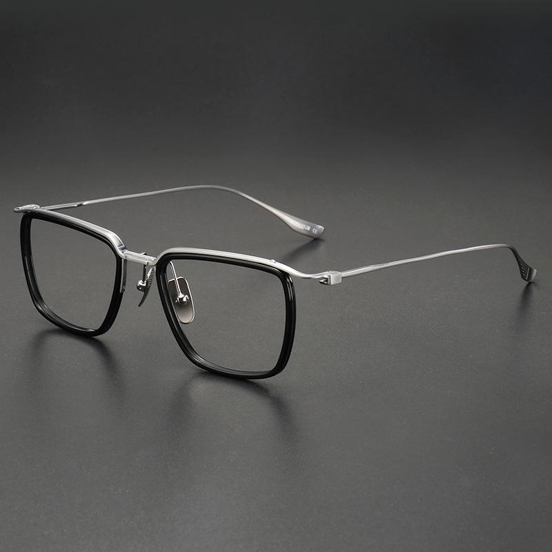 Retro Square Frame Pure Titanium Glasses for Science & Engineering - Large Frame, Myopia-Compatible