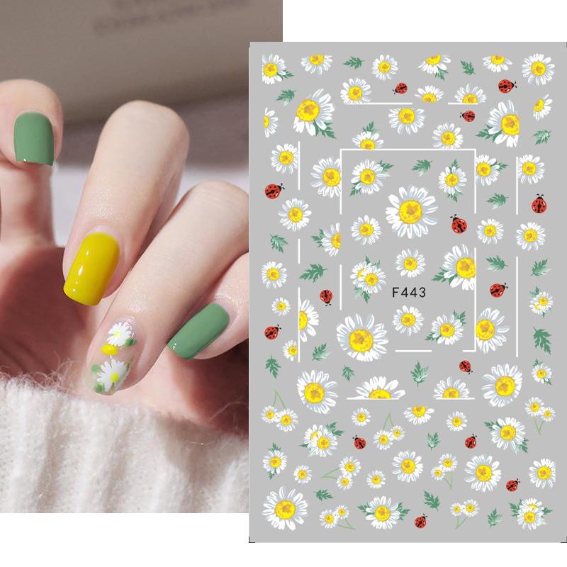 1PCS Sakura Nail Stickers Dandelion Nail Art Decoration Nail Decals Tulip Self-adhesive Flowers Stickers Press On Nails Stickers