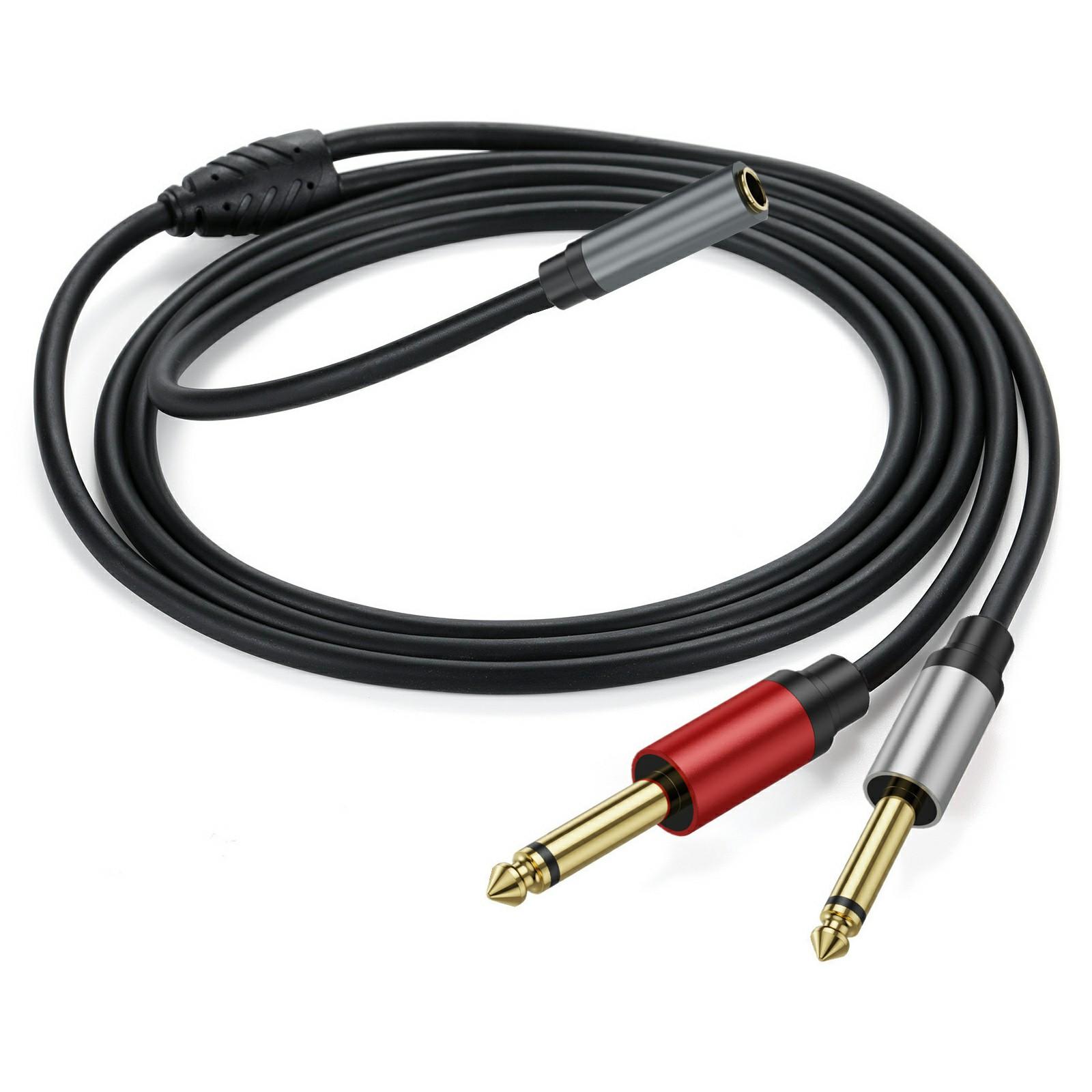 

1m 6.35mm Stereo Female TRS to Dual 1/4 Inch Male Mono Y Splitter Breakout Cable Patch Cord As Shown A