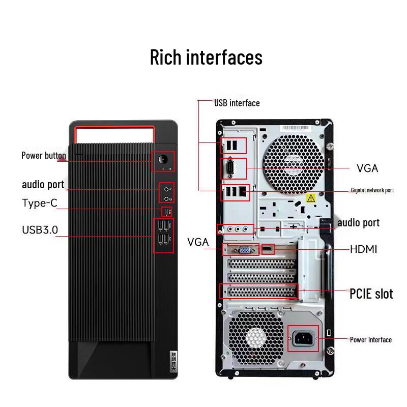 Lenovo Changfeng Zongwei M740J-91f Xinchuang Desktop PC with Phytium D3000 (CN version)