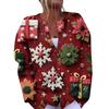 Women's Fashion Christmas Printed Long Sleeve Knitted Cardigan Button Down Jacket