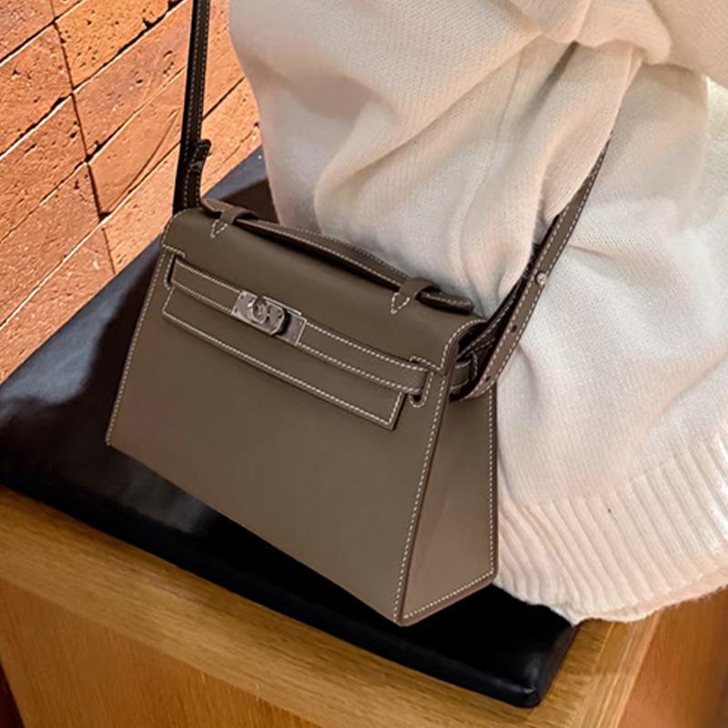 Swift erste Schicht Rindsleder Generation Kelly Umhängetasche, leichte Luxus Retro Umhängetasche, Echtleder Handtasche Tasche.