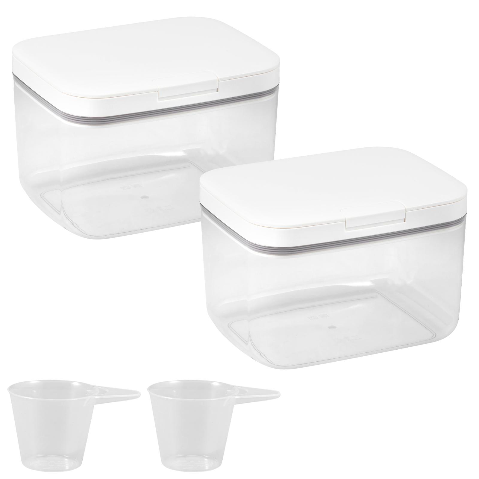 

2Pcs Laundry Pods Container Automatic Pop Up Dishwasher Pod Box 2.8L Large Capacity Sealed Laundry Pods Case with Measuring Cup