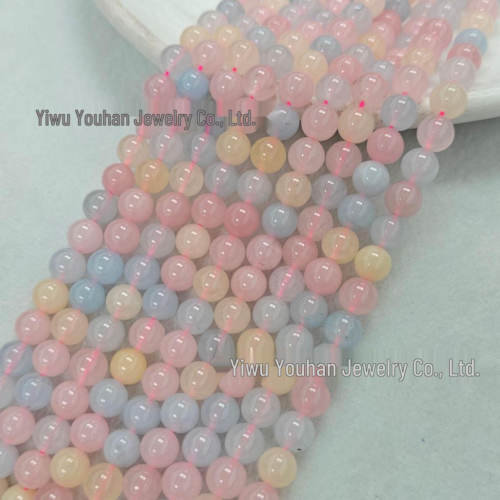 Natural White Stone Enhanced 6-10mm Round Beads String for Three-Color Alxa Bracelet Necklace Accessories