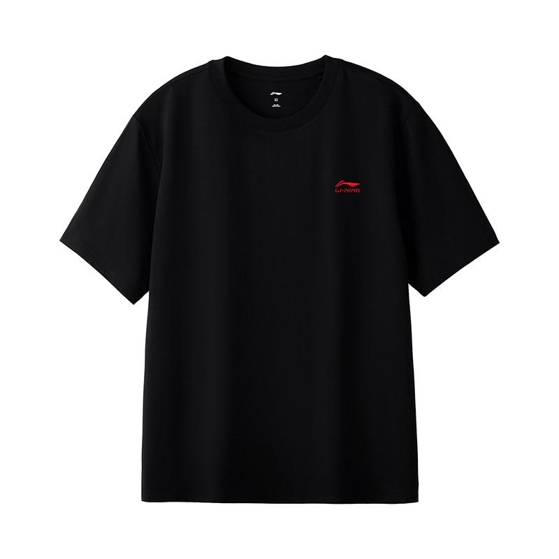 Li Ning Vielseitiger Mode Lockerer Atmungsaktiver Kurzarm Bequeme Shorts Lässiger Sportanzug Herren Anzug Schwarz W775-3+V236-1
